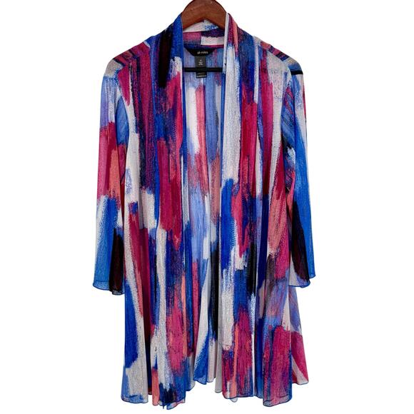 Ali Miles Plus Size 1X Wearable Art to Wear Open Front Pink Blouse Shirt Top - Picture 1 of 8